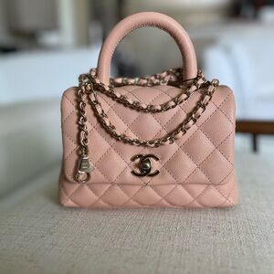 Chanel extra mini quilted caviar coco top handle bag SOLD